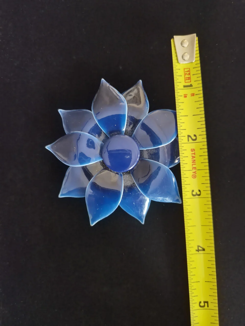 VTG Blue Flower Statement Brooch - Women Jewelry 70's